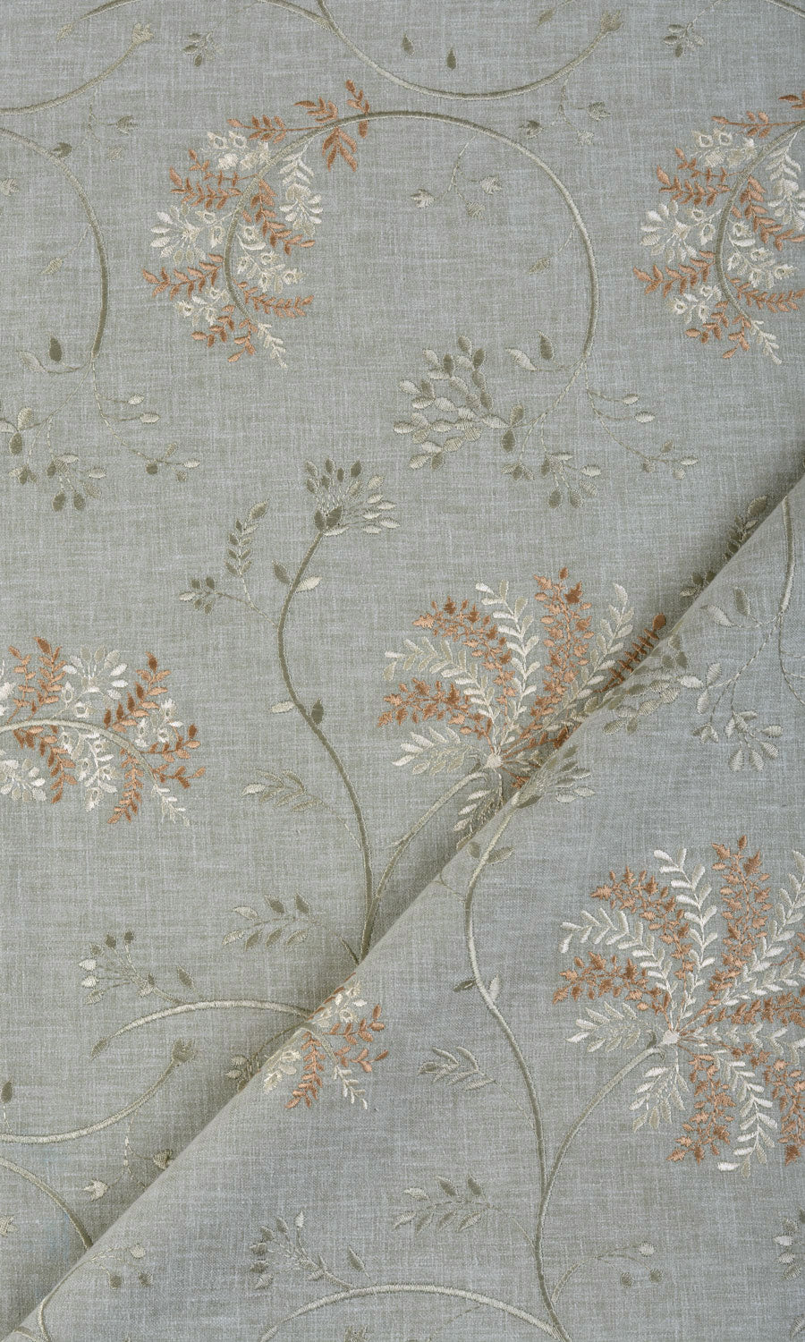 Floral Embroidery Home Textile Fabric Material Sample (Gray-Green)