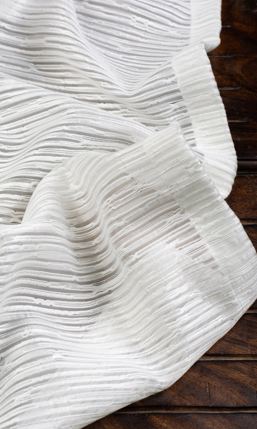 Textured Sheer Home Textile Fabric Material Sample (White)