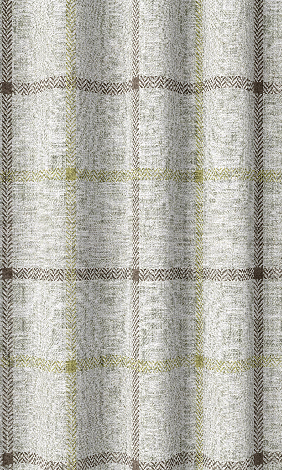 Check Patterned Home Décor Fabric By the Metre (White/ Green)