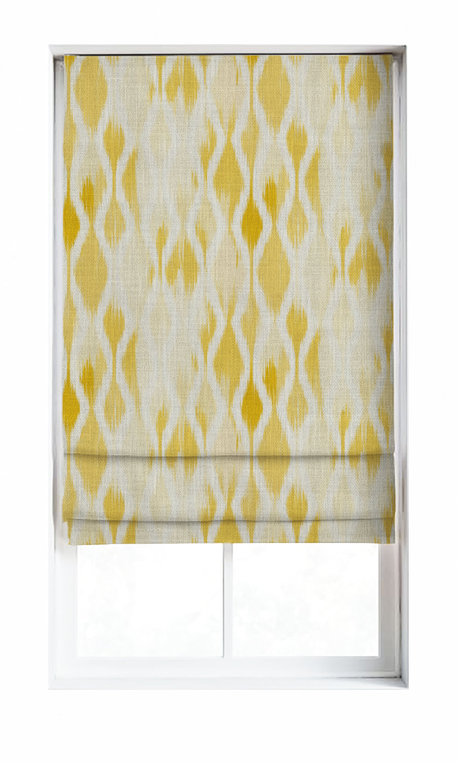 Ikat-Style Window Treatments Fabric By the Metre (White/ Yellow)