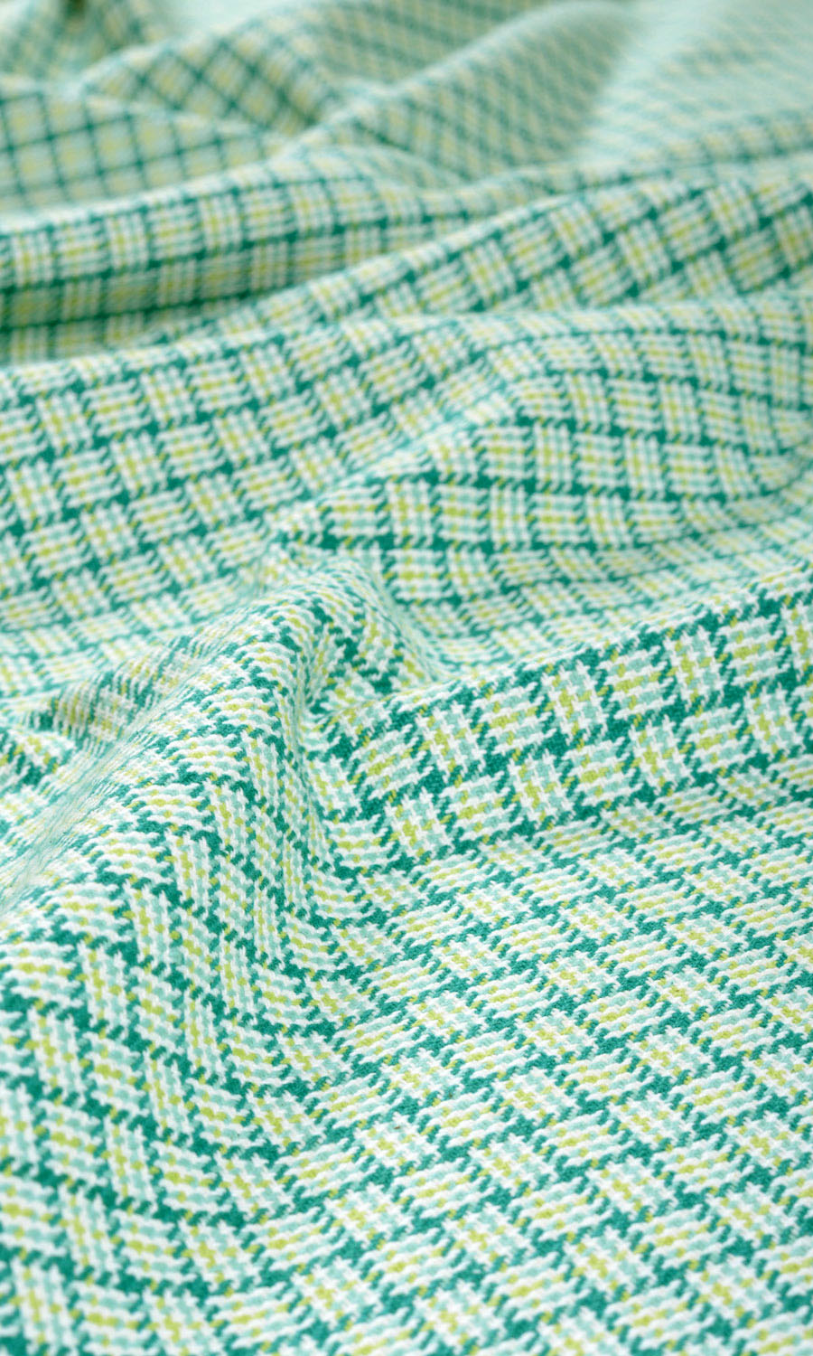Basketweave Cotton Home Textile Fabric Material Sample (Green/ Blue)