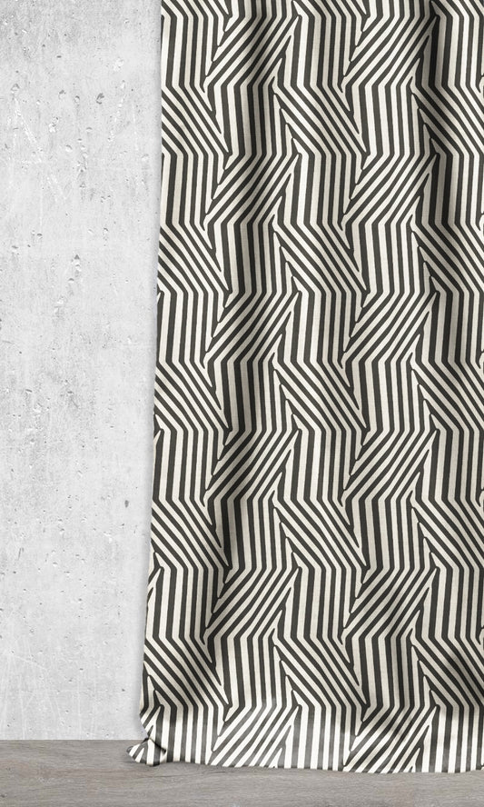 Geo Print Home Décor Fabric By the Metre (Black/ Ivory)