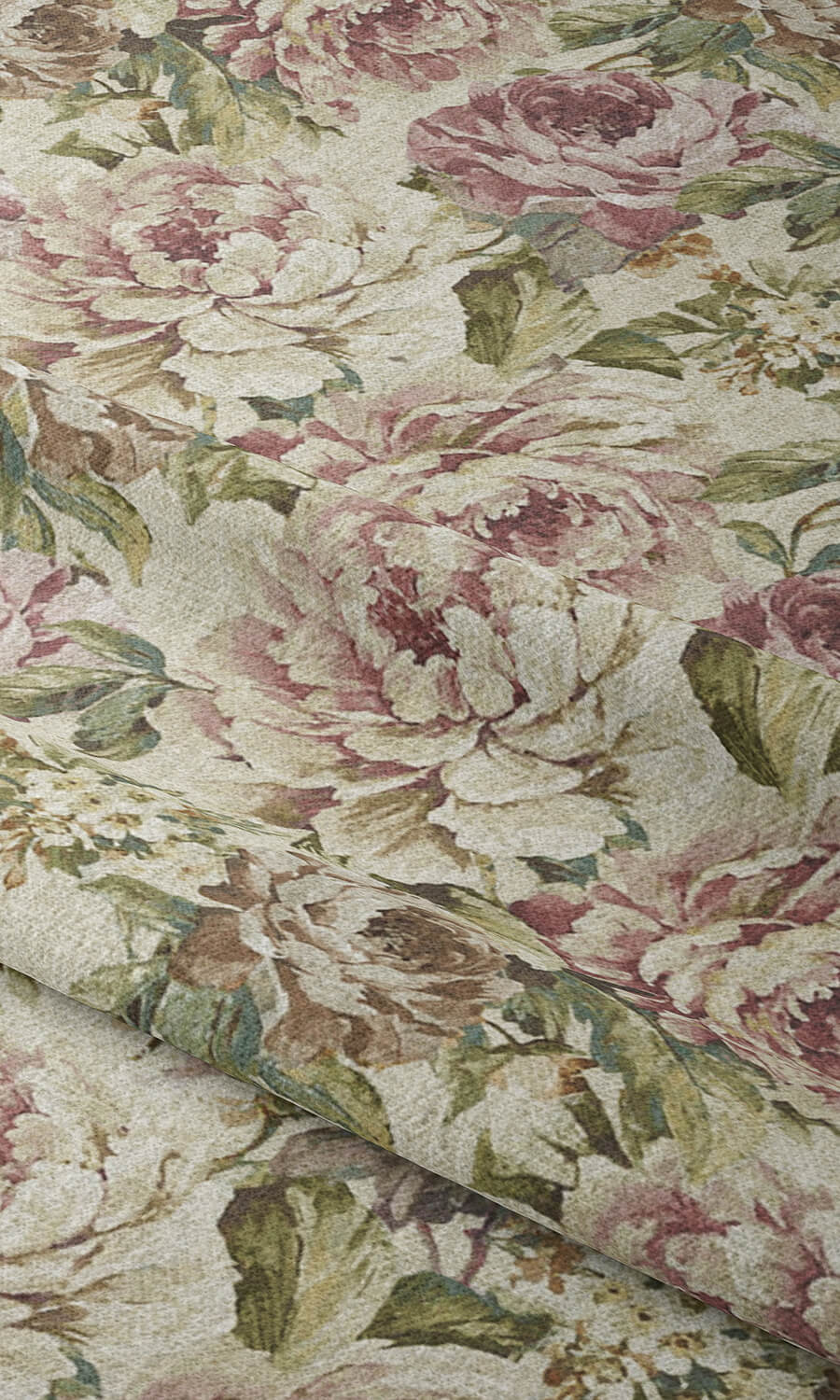 Floral Roman Shades (Ivory/ Green/ Pink) Extra Long Short Wide