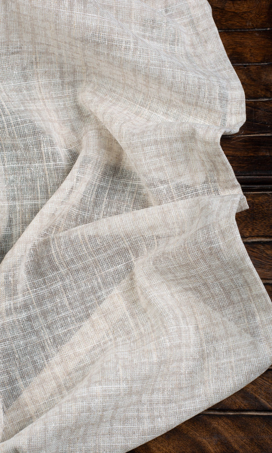 Checked Sheer Home Textile Fabric Material By the Metre (Cream/ Pale Beige)