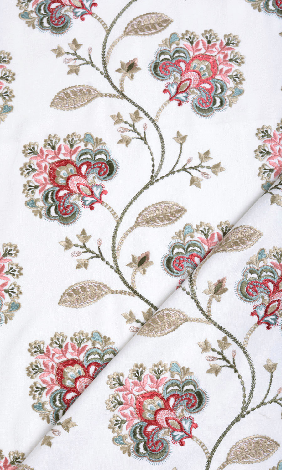 Floral Embroidery Made-to-Measure Roman Blinds (White/ Red/ Pink)