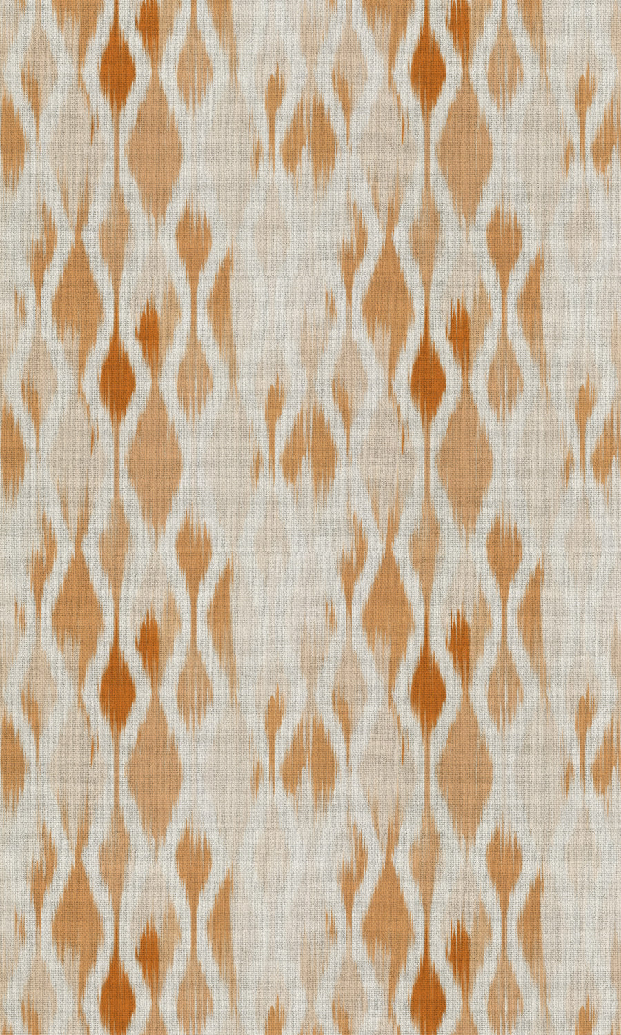 Ikat-Style Fabric Material By the Metre (White/ Orange/ Brown)
