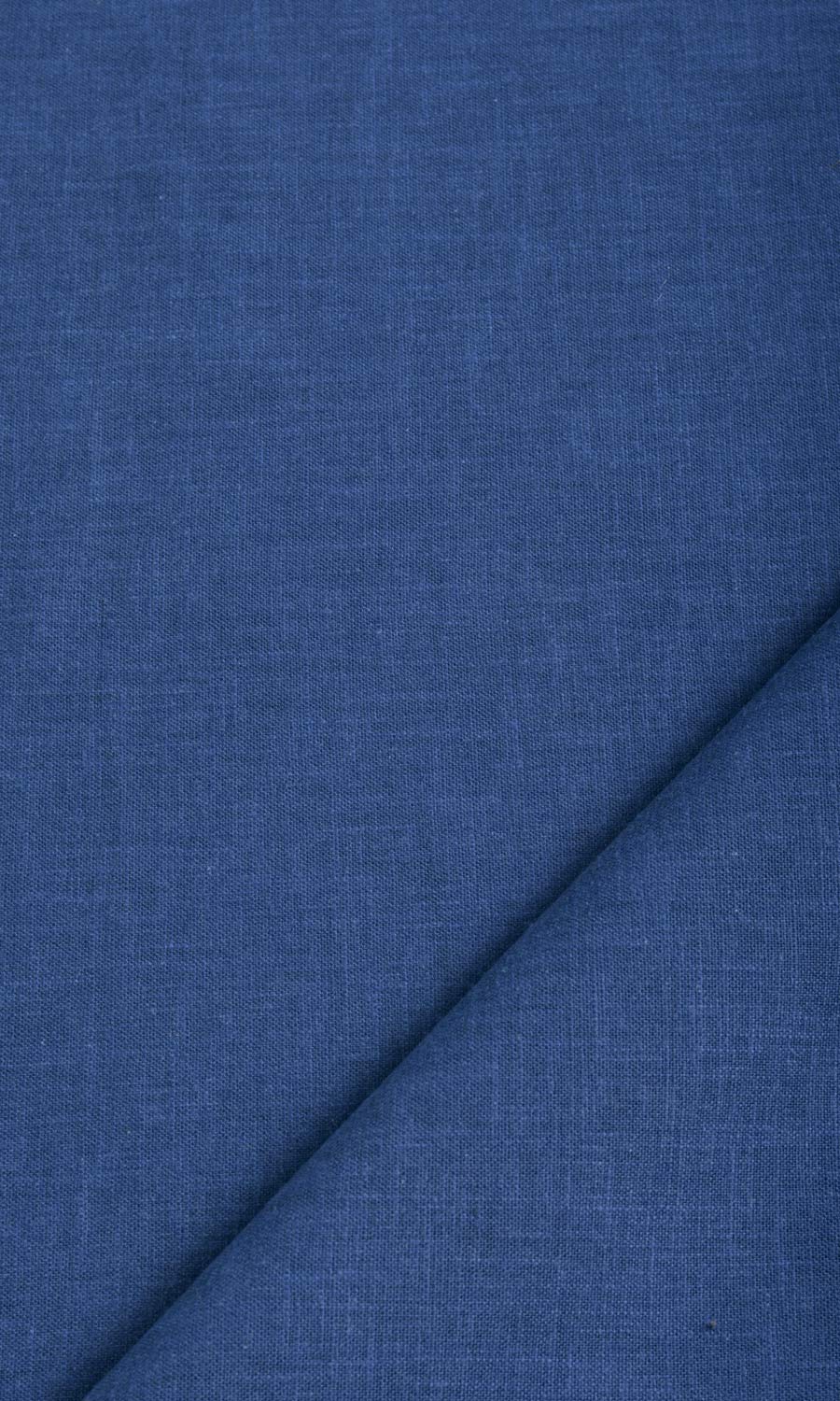 Poly-Cotton Blend Flat, Plain, Fake, Faux, European Relaxed Roman Blinds (Cobalt)