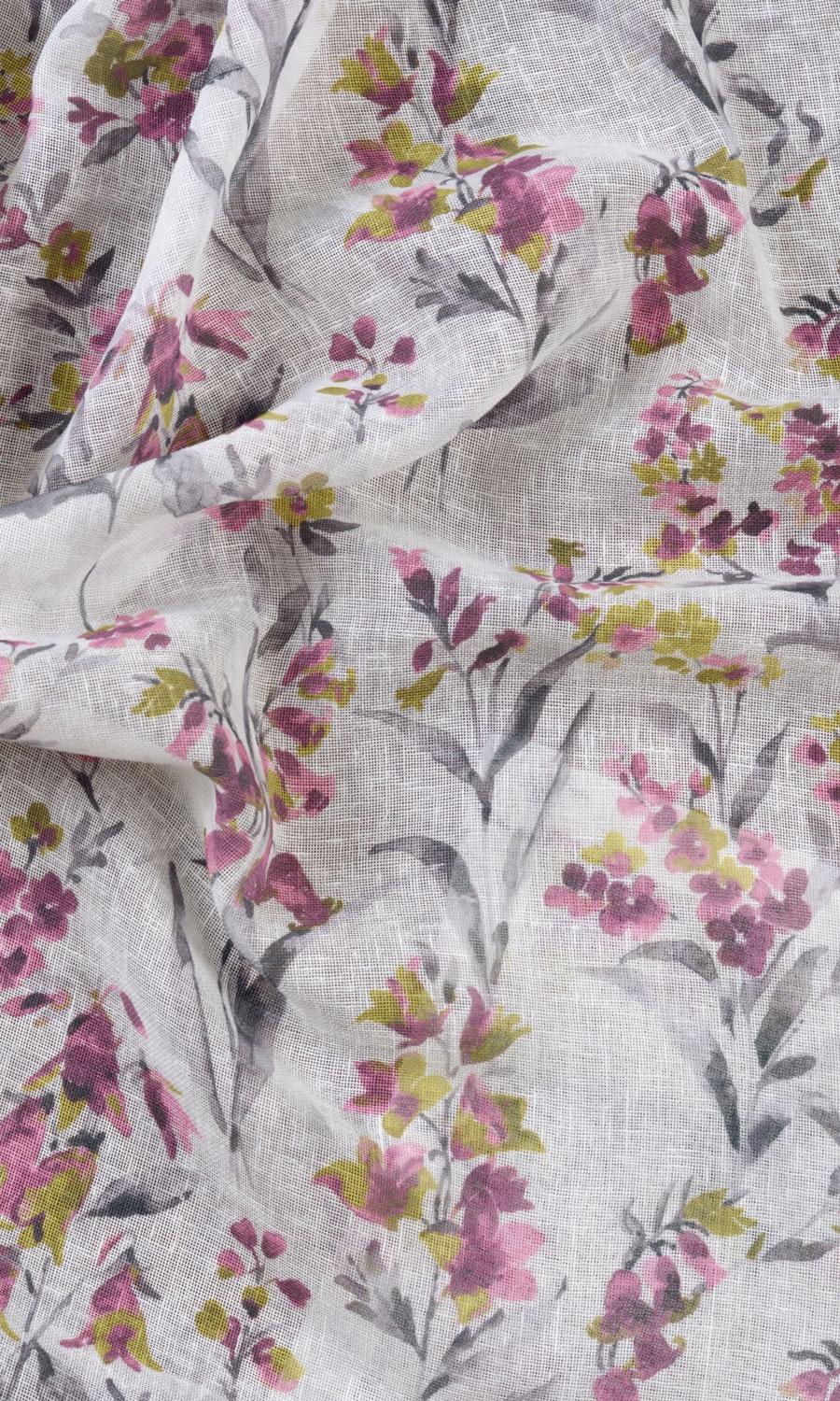Sheer Floral Print Roman Blinds & Window Shades (Pink/ Grey)