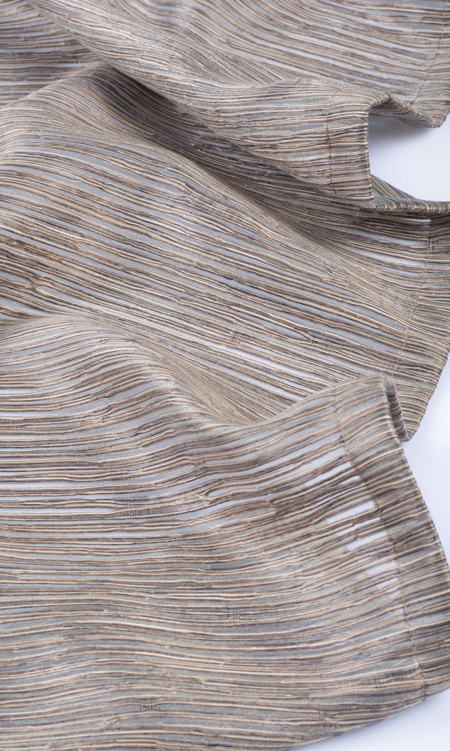 Striped Sheer Home Textile Fabric Material Sample (Mocha Brown)