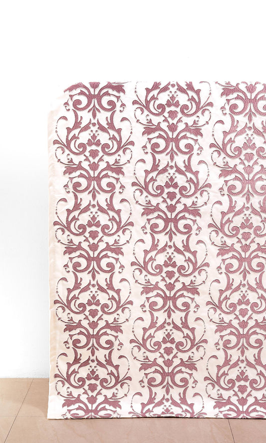 Damask Home Décor Fabric Sample (Mauve Pink/ White)
