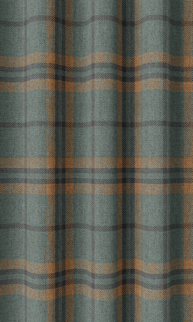 Plaid Home Textile Fabric Material Sample (Teal/ Mustard)
