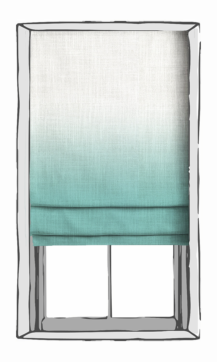 2-Tone Ombre Blinds (Turquoise Blue) for Living, Bedroom, Kitchen, Bathroom