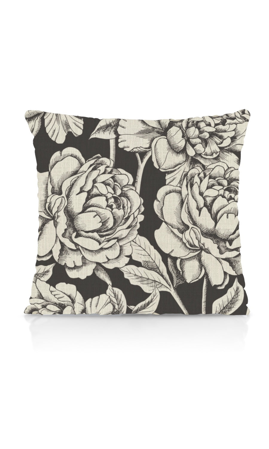 Floral Print Home Textile Fabric Material By the Metre (Black/ Milky White)