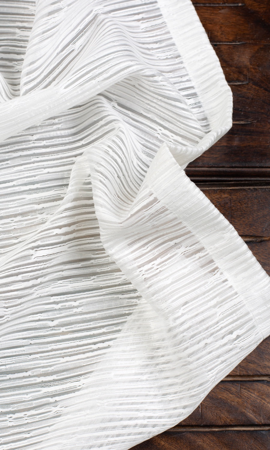 Textured Sheer Window Treatments Fabric By the Metre (White)