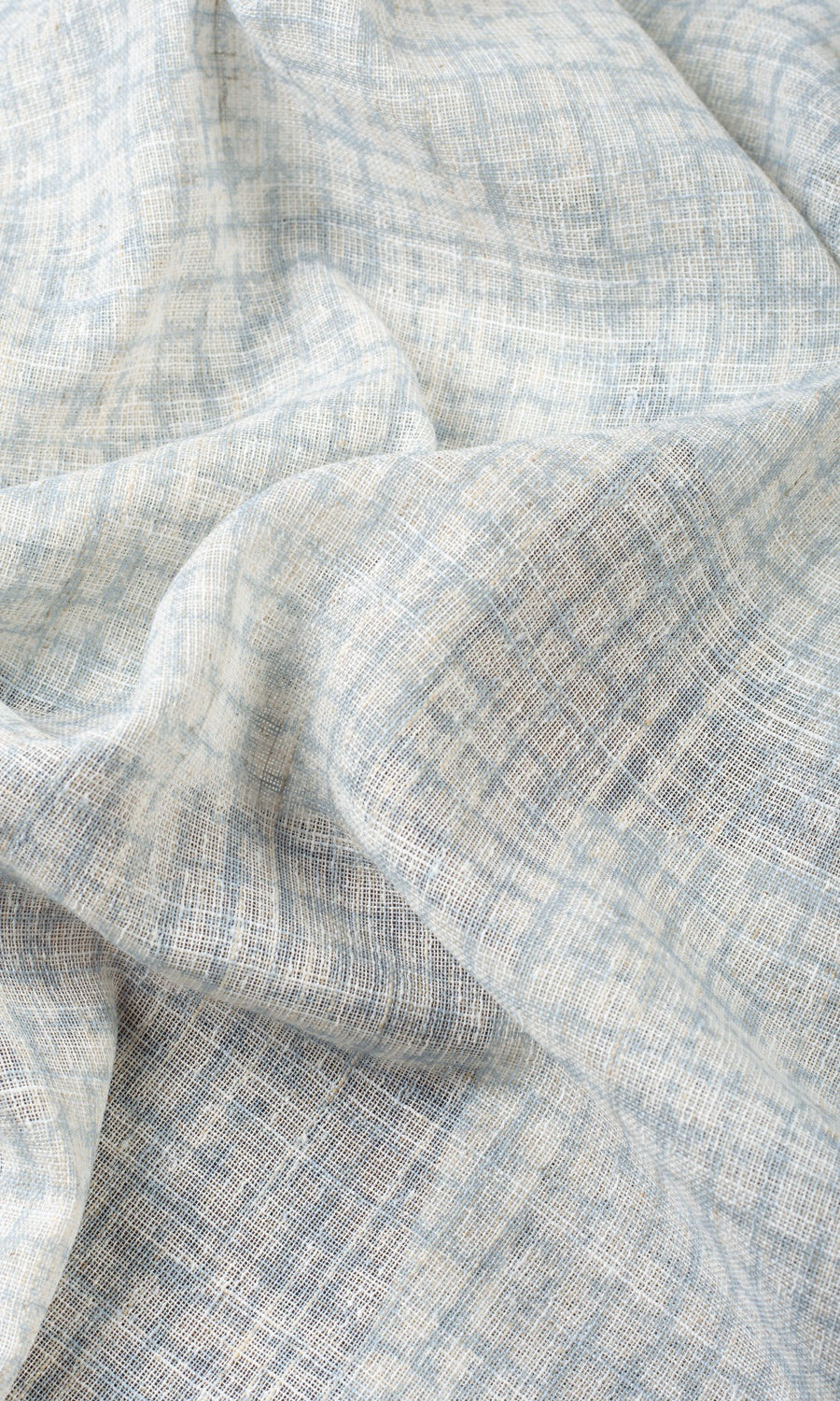 Checked Sheer Home Décor Fabric By the Metre (White/ Turquoise Blue)