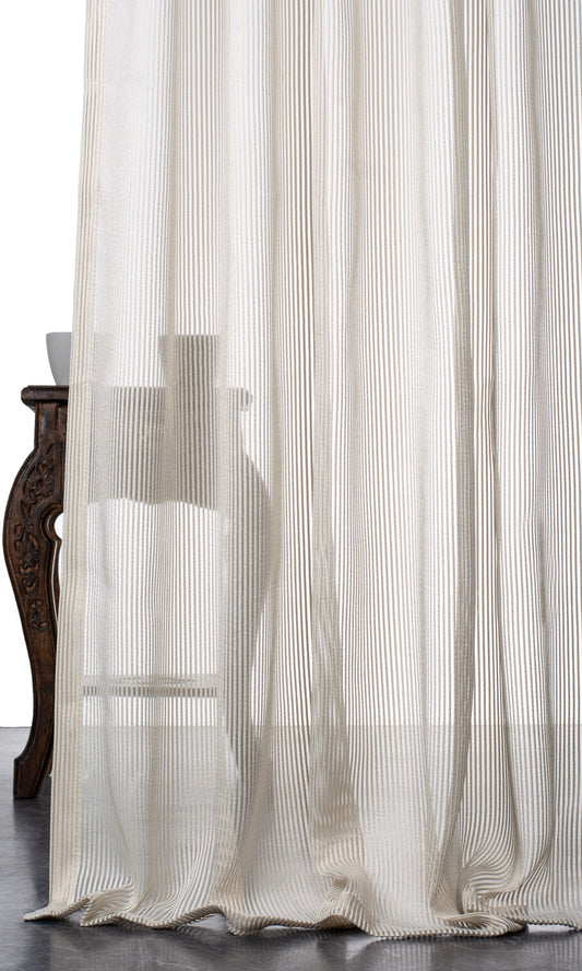 Striped Sheer Home Décor Fabric Sample (Pale Beige/ Ivory)