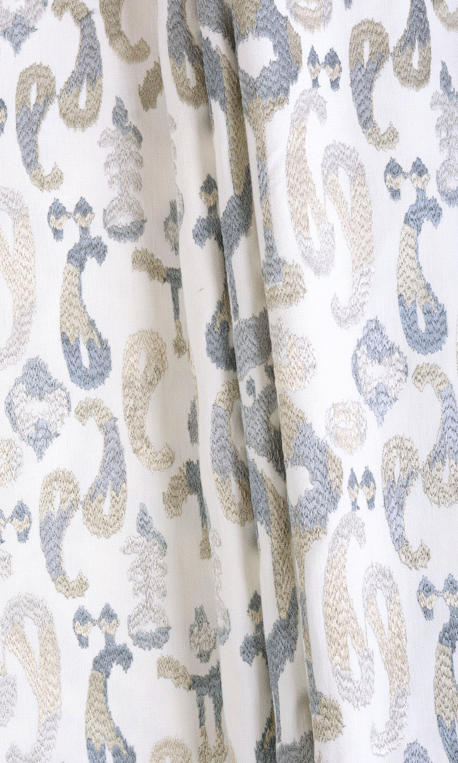 Ikat Print Fabric Material By the Metre (Gray/ Beige/ White)