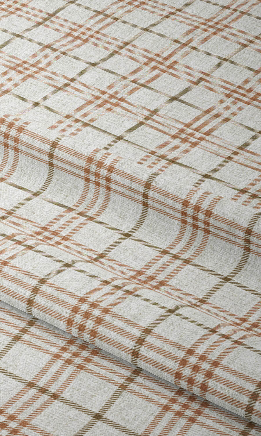 Checkered Home Décor Fabric By the Metre (Linen White & Muted Orange)