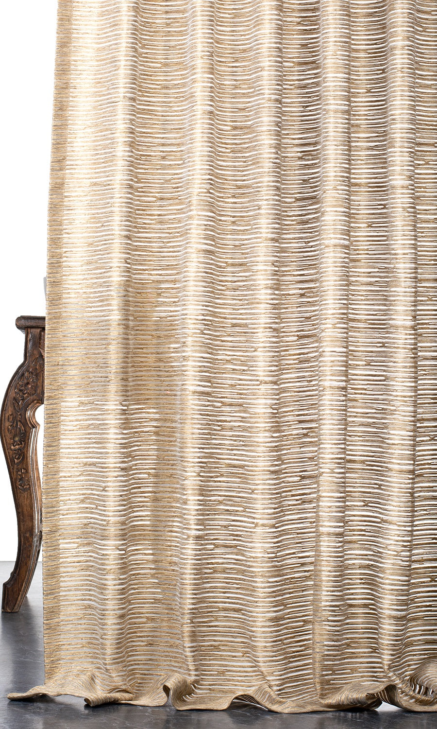 Striped Sheer Home Textile Fabric Material Sample (Peanut Brown)