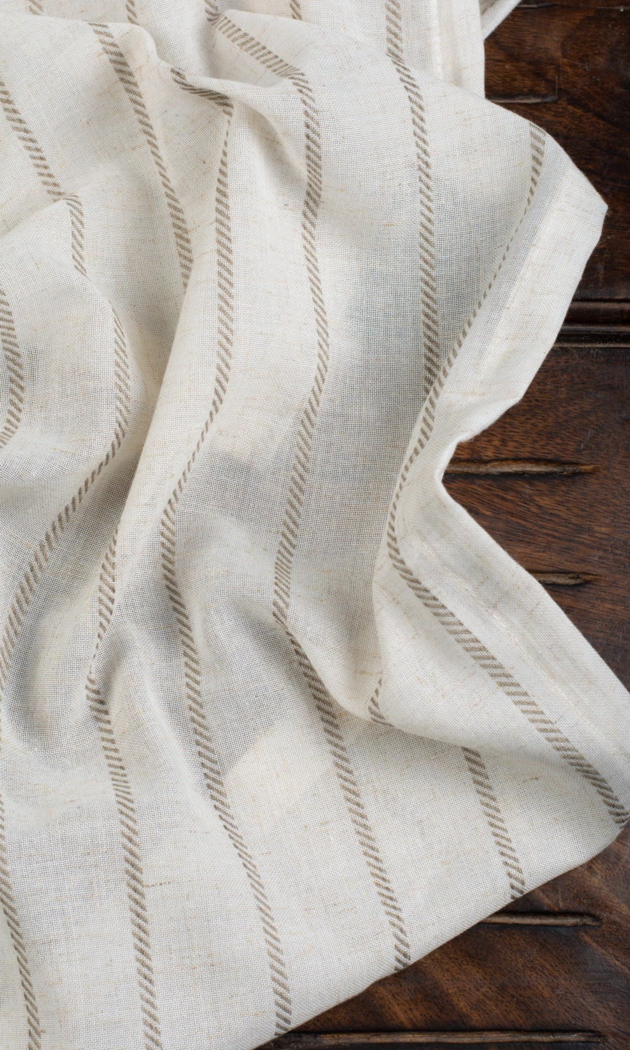 Striped Sheer Home Textile Fabric Material By the Metre (Cream/ Brown)