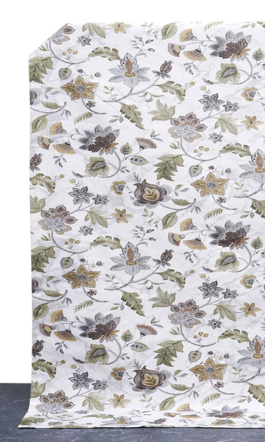 Floral Cotton Blinds (White/ Grey/ Green)