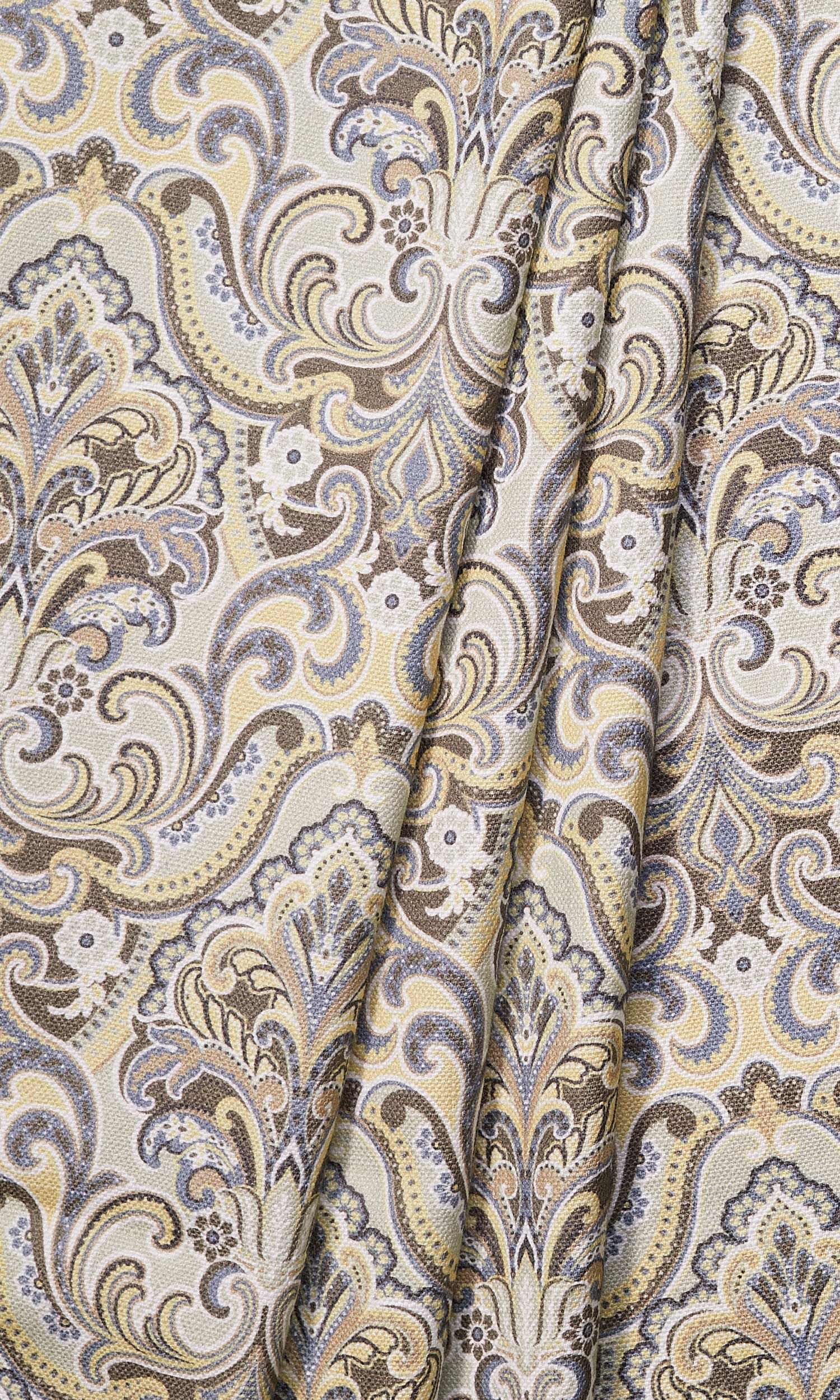 Fleur De Lis Print Home Décor Fabric By the Metre (Yellow/ Grey)