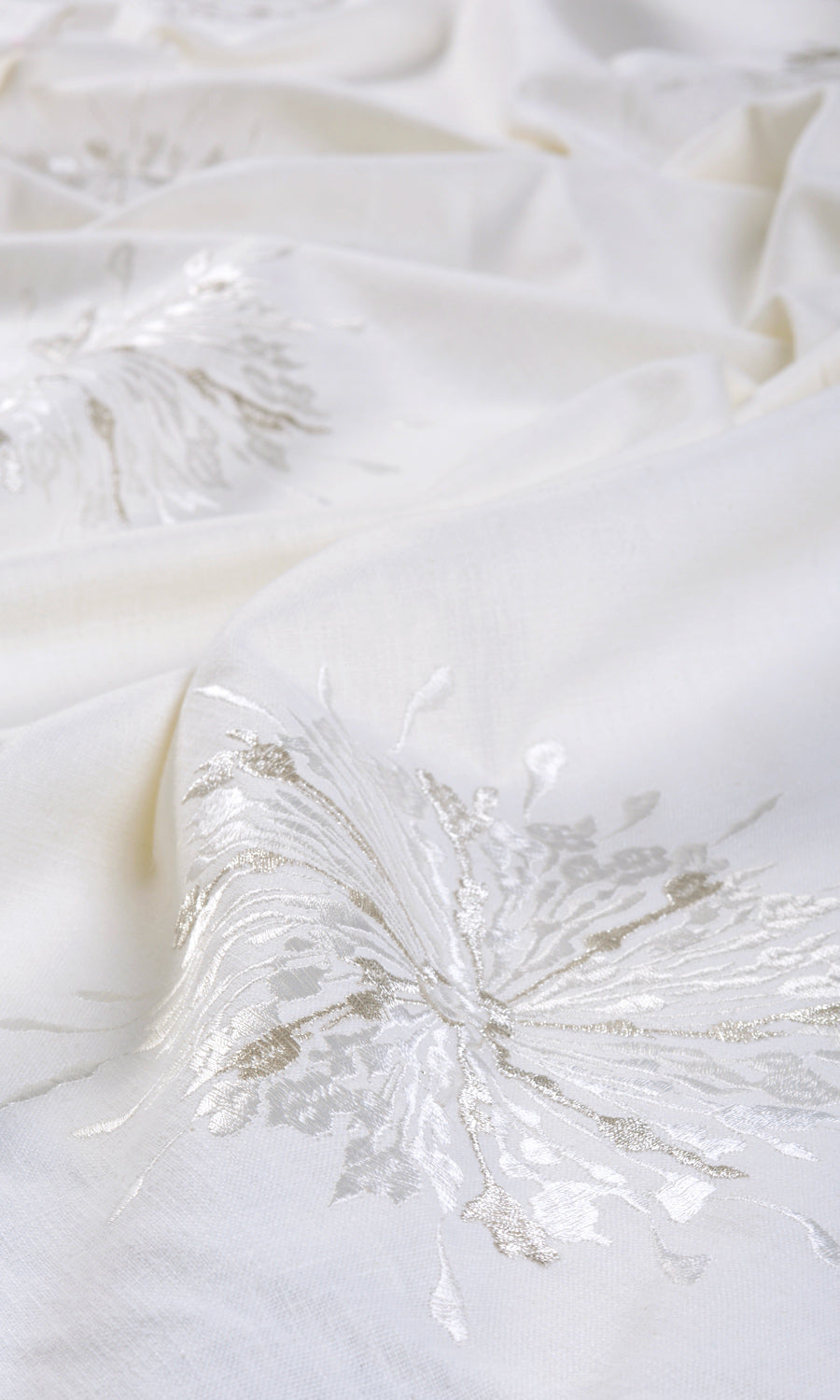 Sunburst Embroidered Window Treatments Fabric By the Metre (White/ Pale Gray)
