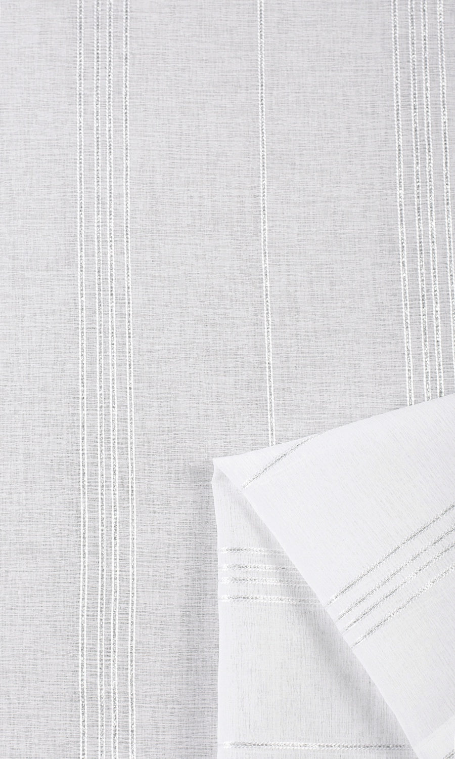 Striped Sheer Fabric Material By the Metre (White)