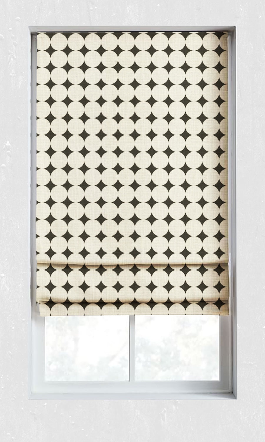 Print Fabric Blinds (Black/ Ivory) for Living, Bedroom, Kitchen, Bathroom
