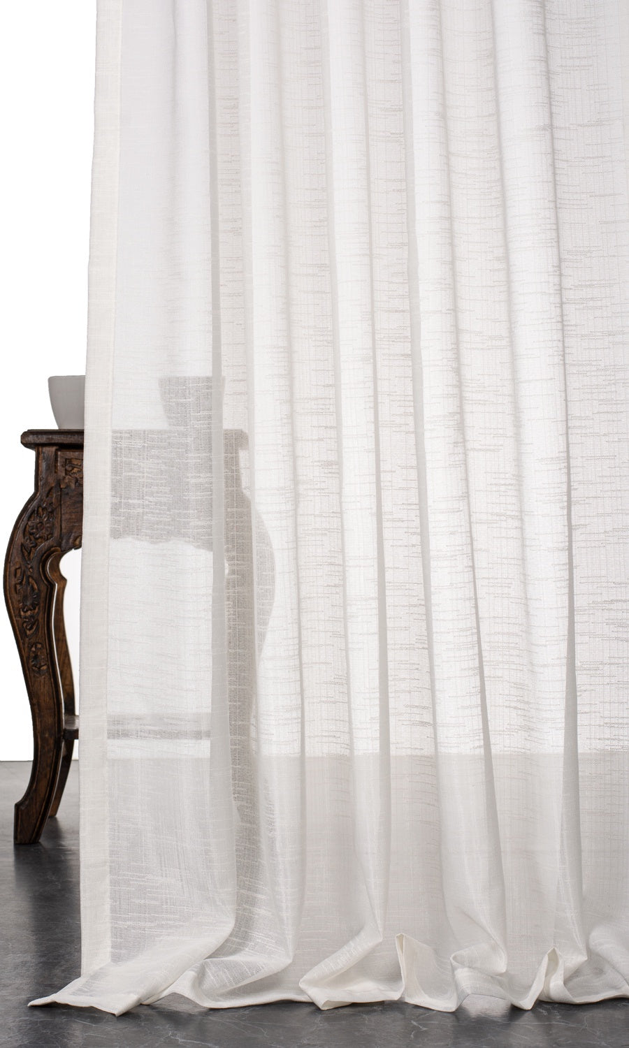 Textured Sheer Window Treatments Fabric By the Metre (White)