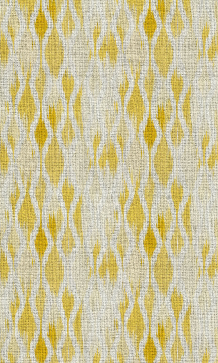 Ikat-Style Fabric Material By the Metre (White/ Yellow)