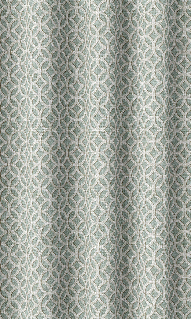 Geometric Print Home Textile Fabric Material By the Metre (Aqua Blue/ White)