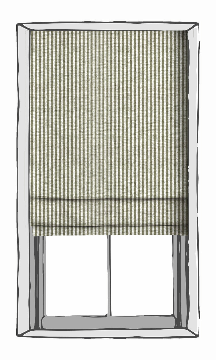Modern Striped Blinds (Green/ White) Extra Long Short Wide