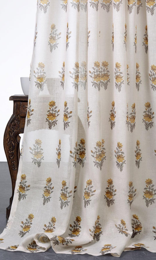 Sheer Floral Roman Blinds (Cream/ Yellow)