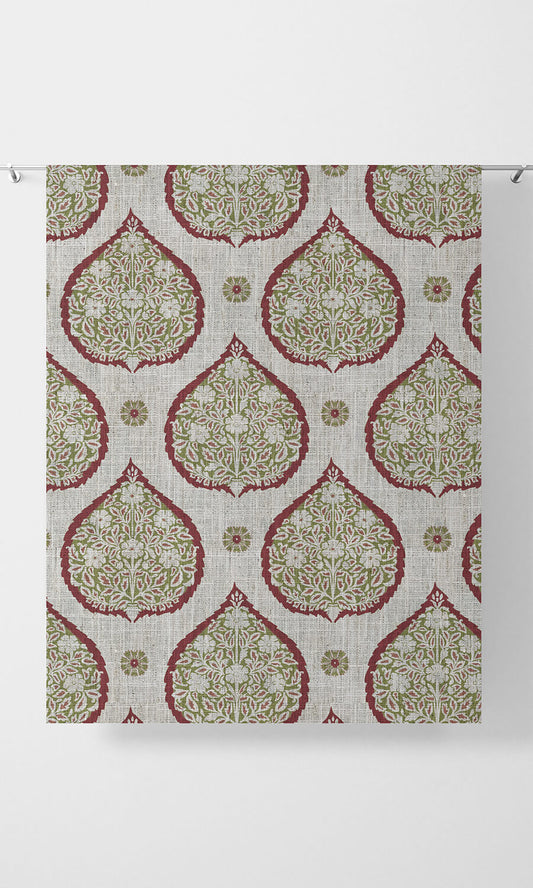 Paisley Fabric Blinds (Red/ Green)