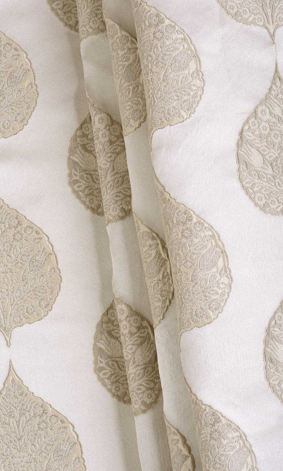 Ogee Patterned Free Fabric Material Sample (Ivory/ Beige)