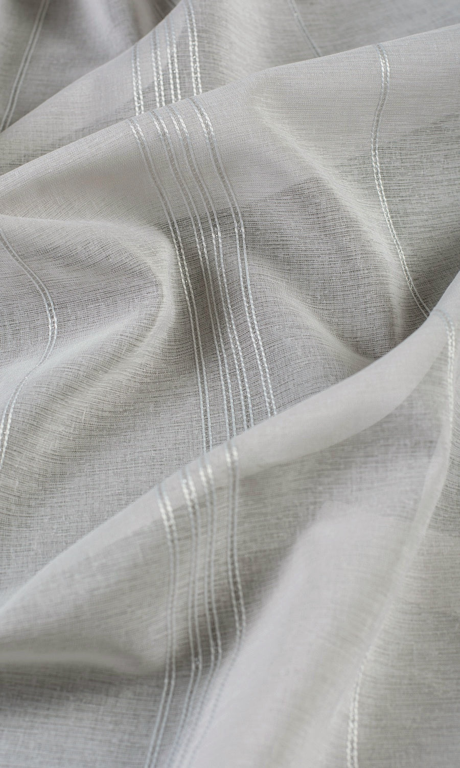 Striped Sheer Fabric By the Metre for Roman Blinds & Shades (Grey)