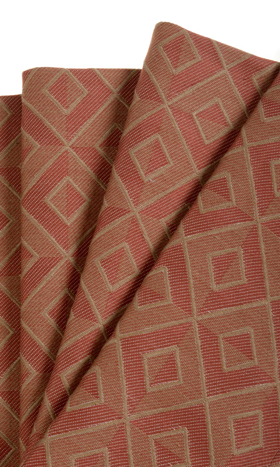 Argyle Patterned Home Textile Fabric Material By the Metre (Brick Red/ Brown)