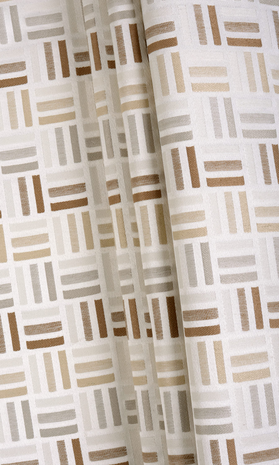 Woven Print Fabric Material By the Metre (Beige/ Brown)