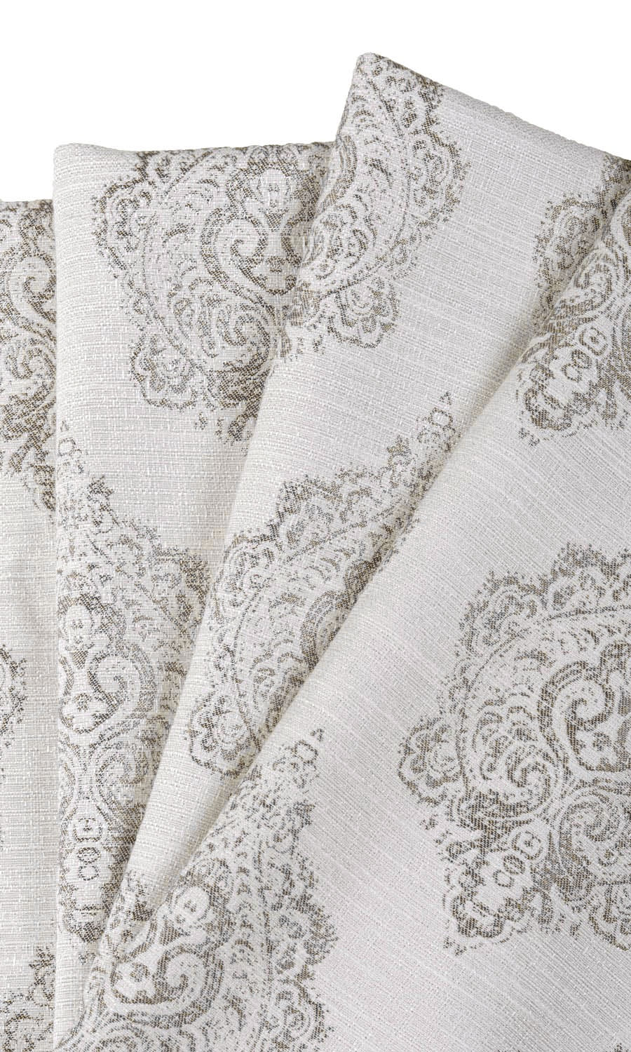 Damask Poly-Cotton Home Textile Fabric Material By the Metre (Off White/ Gray)