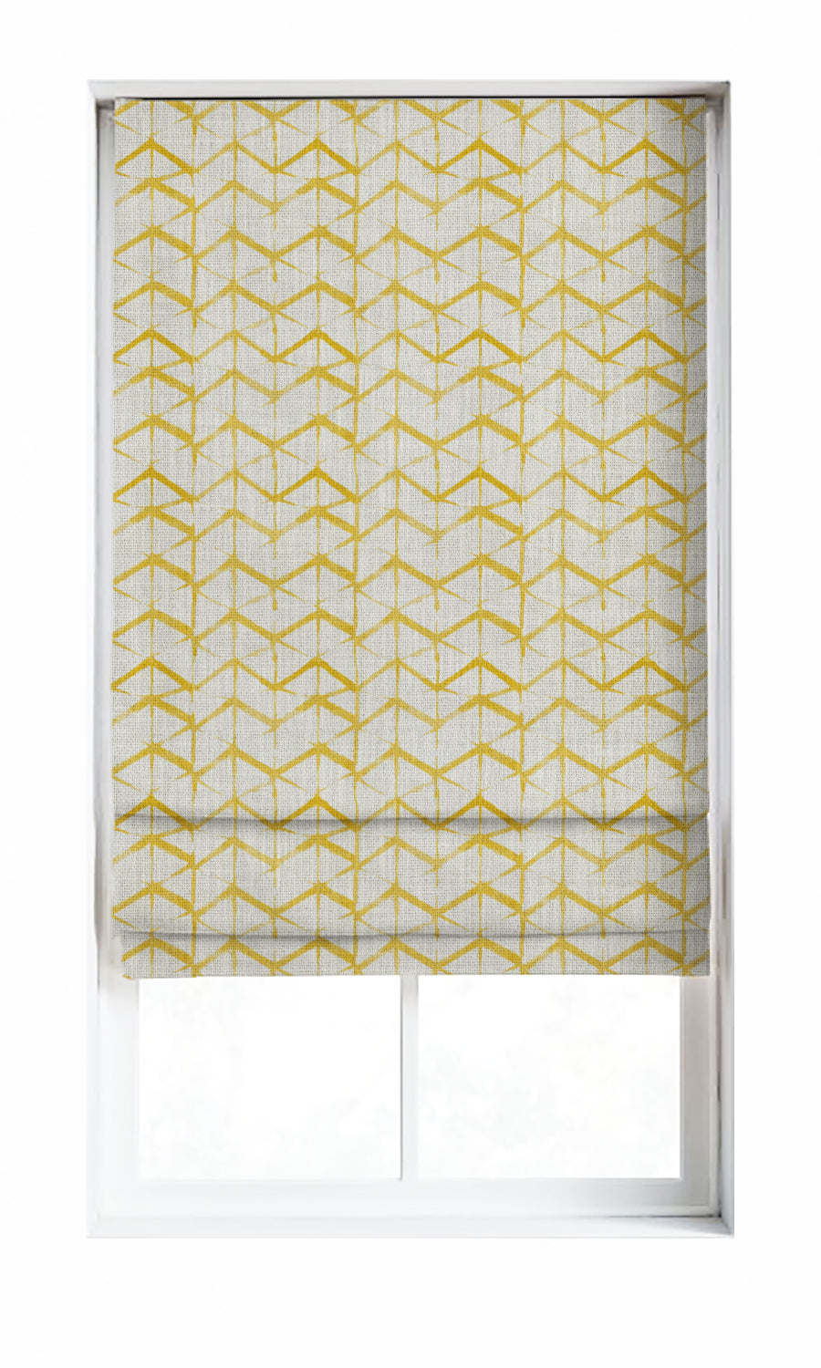 Geo Print Window Treatments Fabric By the Metre (Eggshell White/ Yellow)