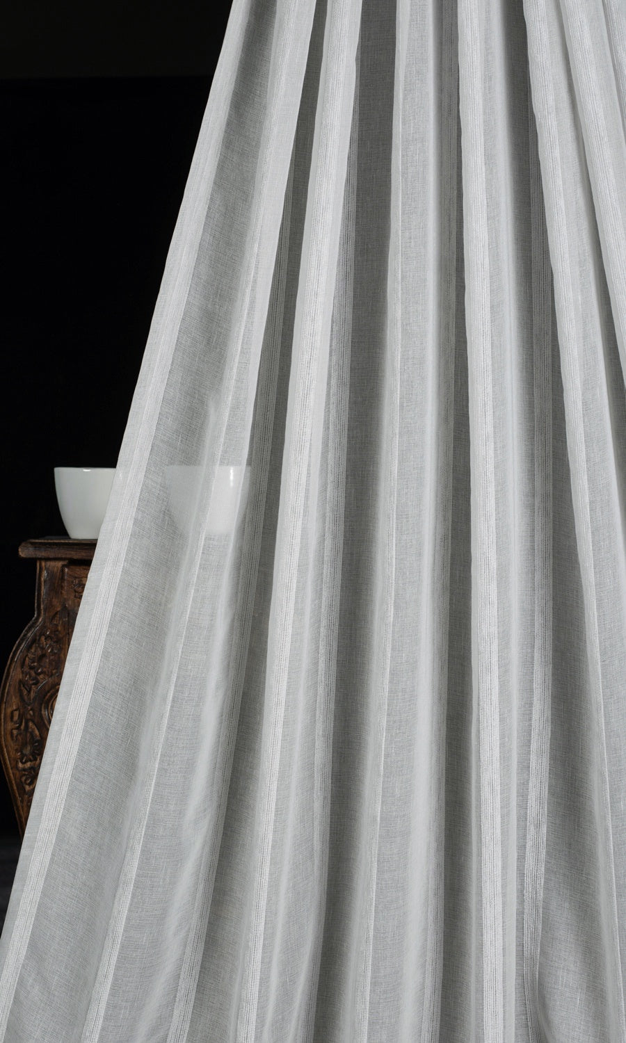 Striped Sheer Home Textile Fabric Material By the Metre (Grey)