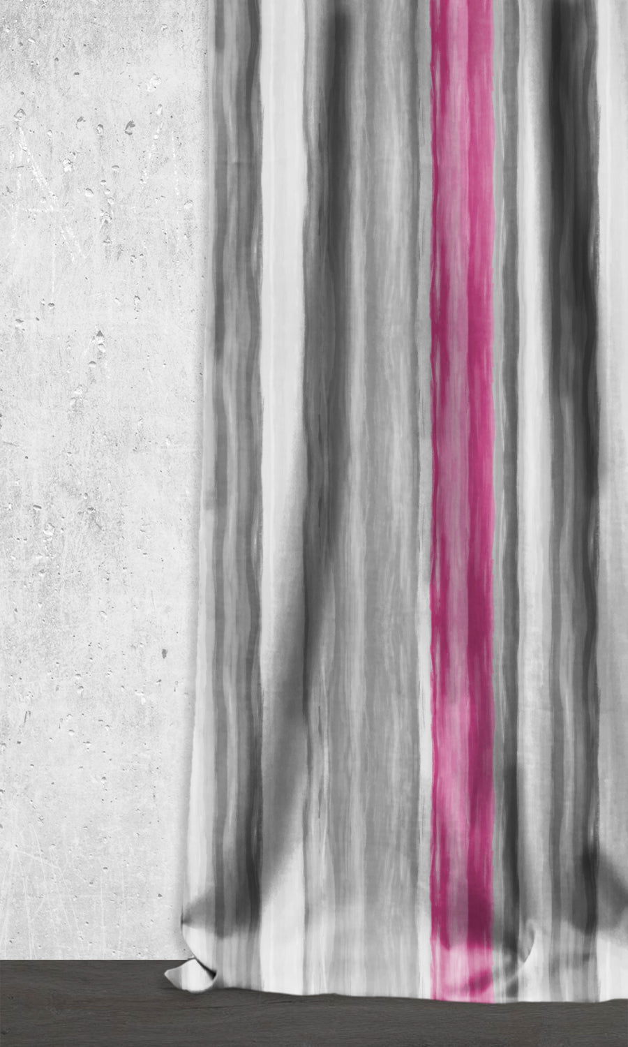 Dimout Striped Window Treatments Fabric Sample (Grey/ Carnation Pink)
