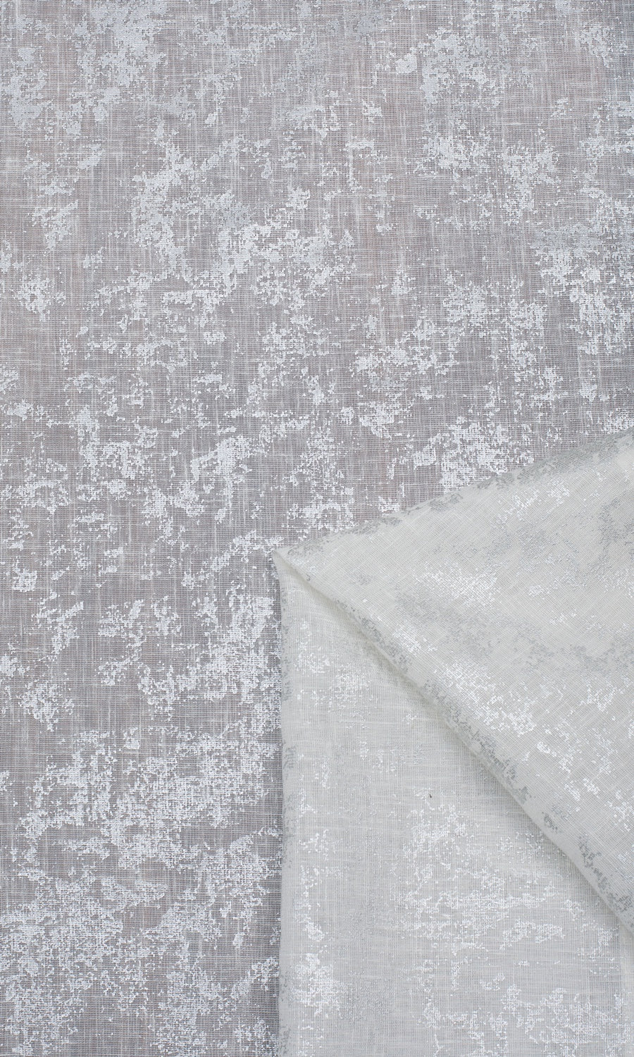 Textured Semi-Sheer Flat, Plain, Fake, Faux, European Relaxed Roman Blinds (White/ Silver)