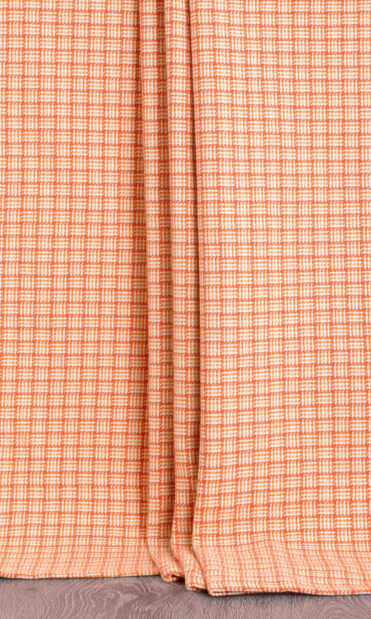 Basketweave Cotton Home Décor Fabric By the Metre (Orange/ Candy Red)