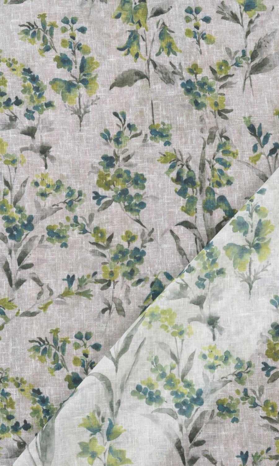 Sheer Floral Print Blinds (Blue/ Green) for Living, Bedroom, Kitchen, Bathroom