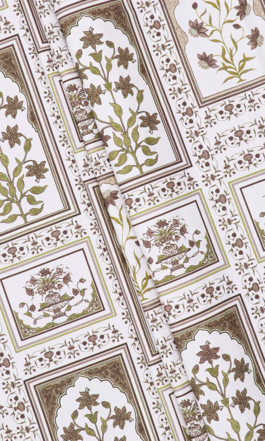 Floral Cotton Fabric Blinds (Brown/ Green) Extra Long Short Wide