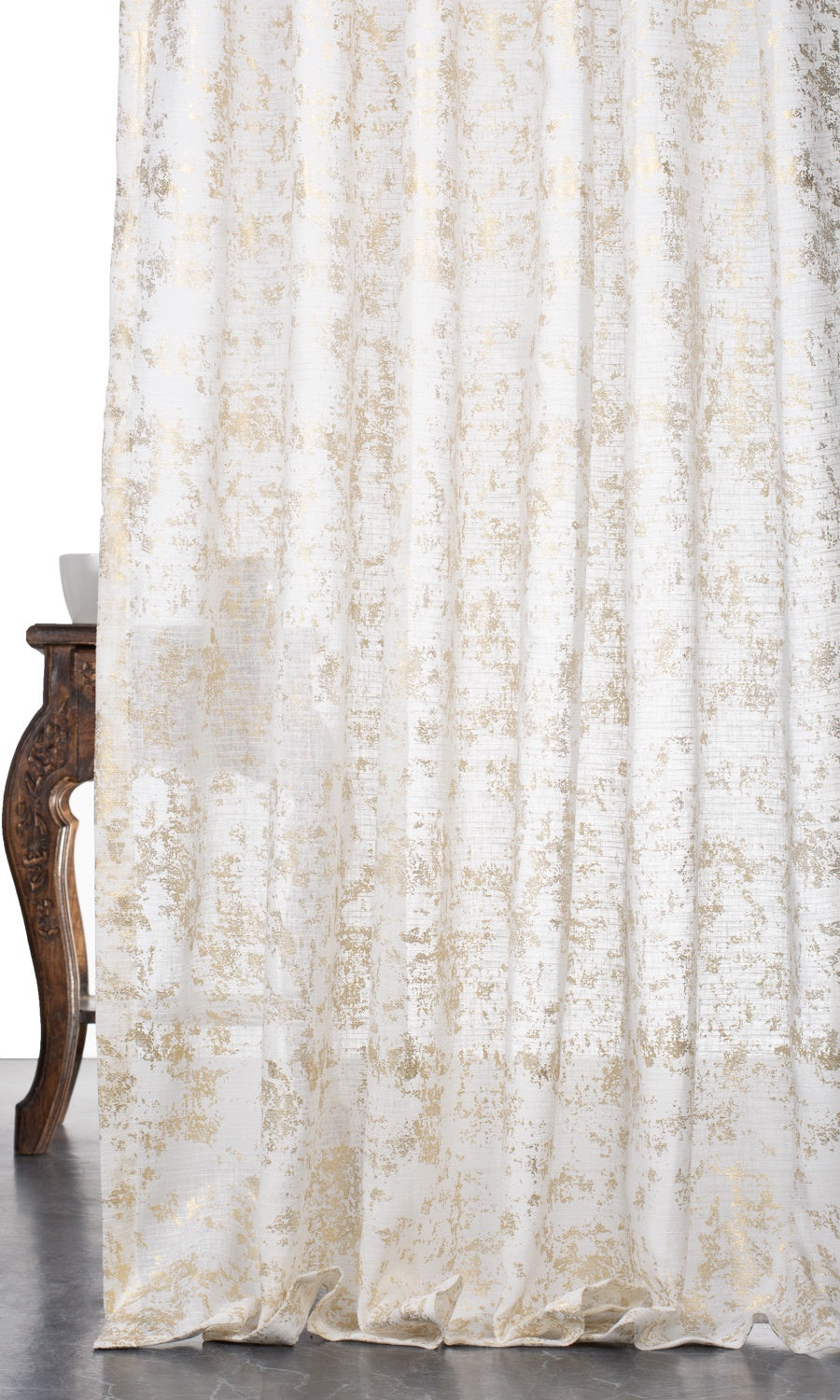 Textured Semi-Sheer Window Treatments Fabric By the Metre (Cream/ Golden)
