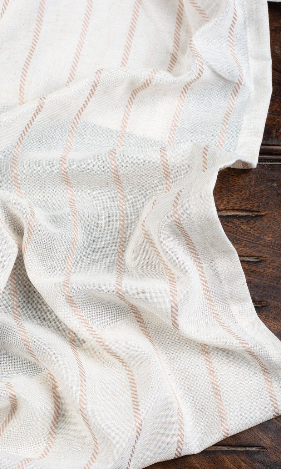 Striped Fabric Material By the Metre (Milky White/ Baby Pink)