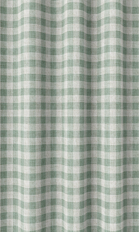 Checkered Home Décor Fabric By the Metre (Duck Egg Blue/ White)